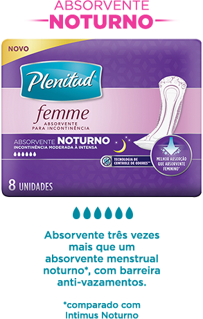 Absorvente três vezes mais que um absorvente menstrual noturno, com barreira anti-vazamentos.