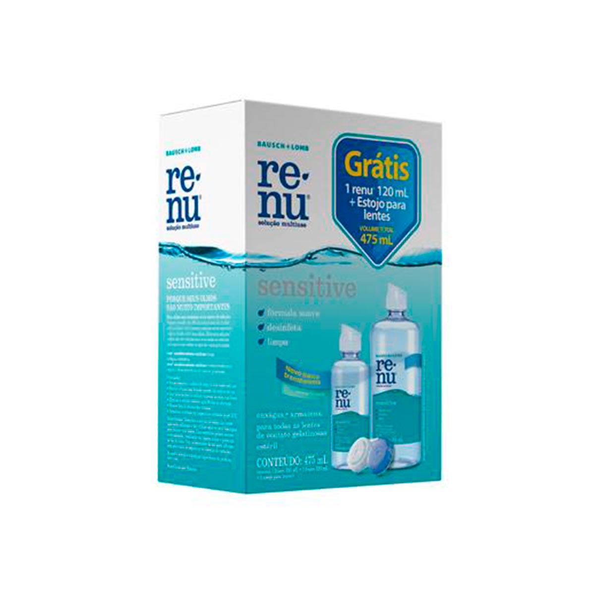 Kit Renu Sensitive Solução Multiuso com 1 Solução de 355ml + 1 Solução de 120ml + 1 Estojo para Lentes de Contato Menor preço em Kit Renu Sensitive Solução Multiuso com 1 Solução de 355ml + 1 Solução de 120ml + 1 Estojo para Lentes de Contato