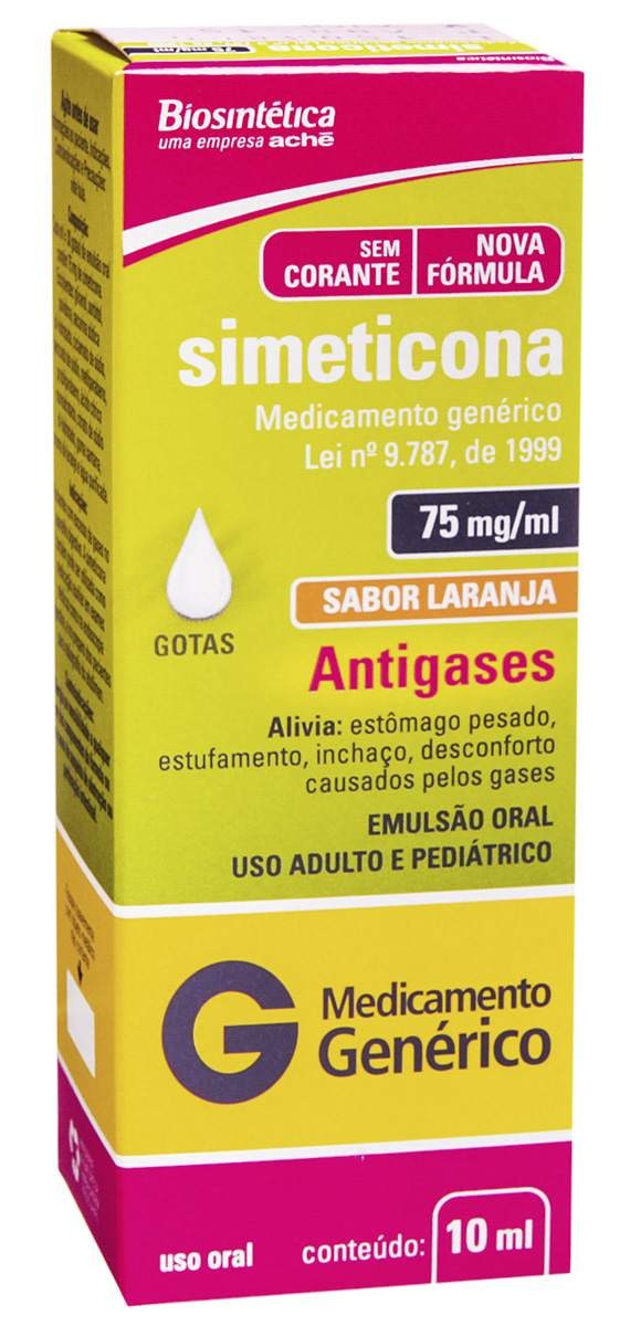 Simeticona 75mg/ml Sabor Laranja Gotas 10ml Biosintética Genérico