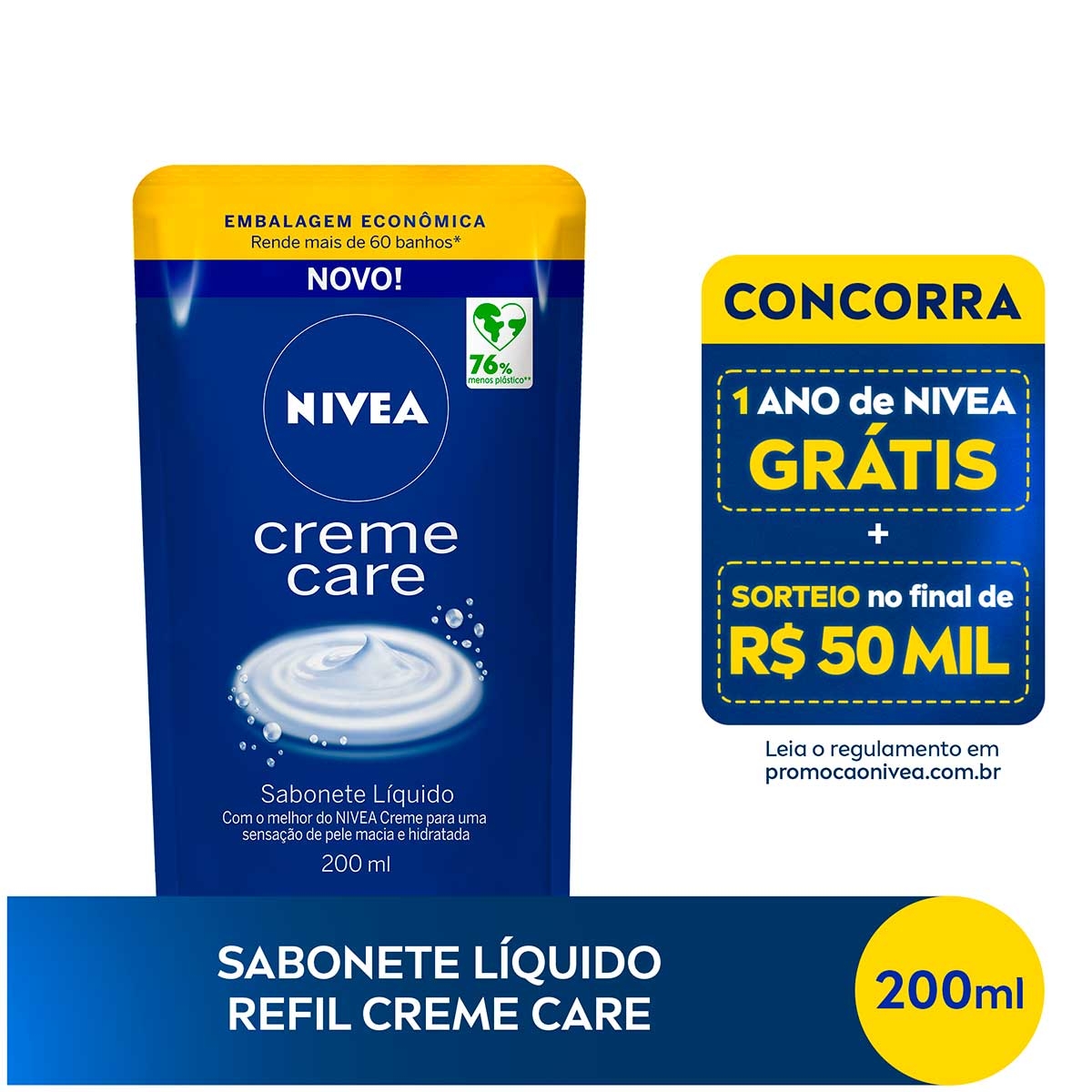 Refil Sabonete Líquido Corporal Nivea Creme Care com 200ml