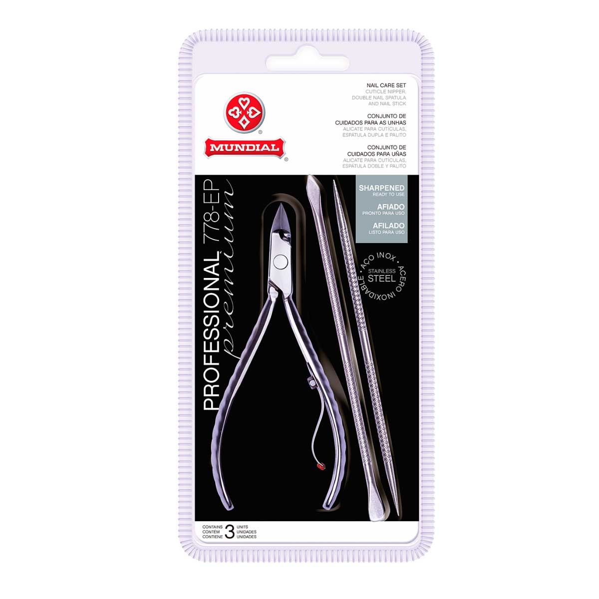 Kit de Cuidado para as Unhas Mundial Inox 778-EP Alicate + 2 Espátulas Menor preço em Kit de Cuidado para as Unhas Mundial Inox 778-EP Alicate + 2 Espátulas