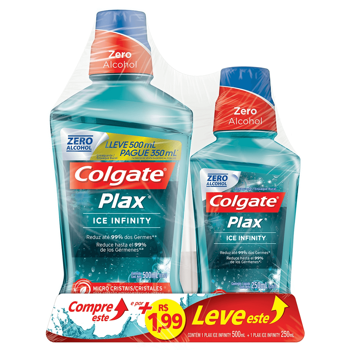 Kit Enxaguante Antisséptico Bucal Colgate Plax Ice Infinity 500ml + 250ml Menor preço em Kit Enxaguante Antisséptico Bucal Colgate Plax Ice Infinity 500ml + 250ml