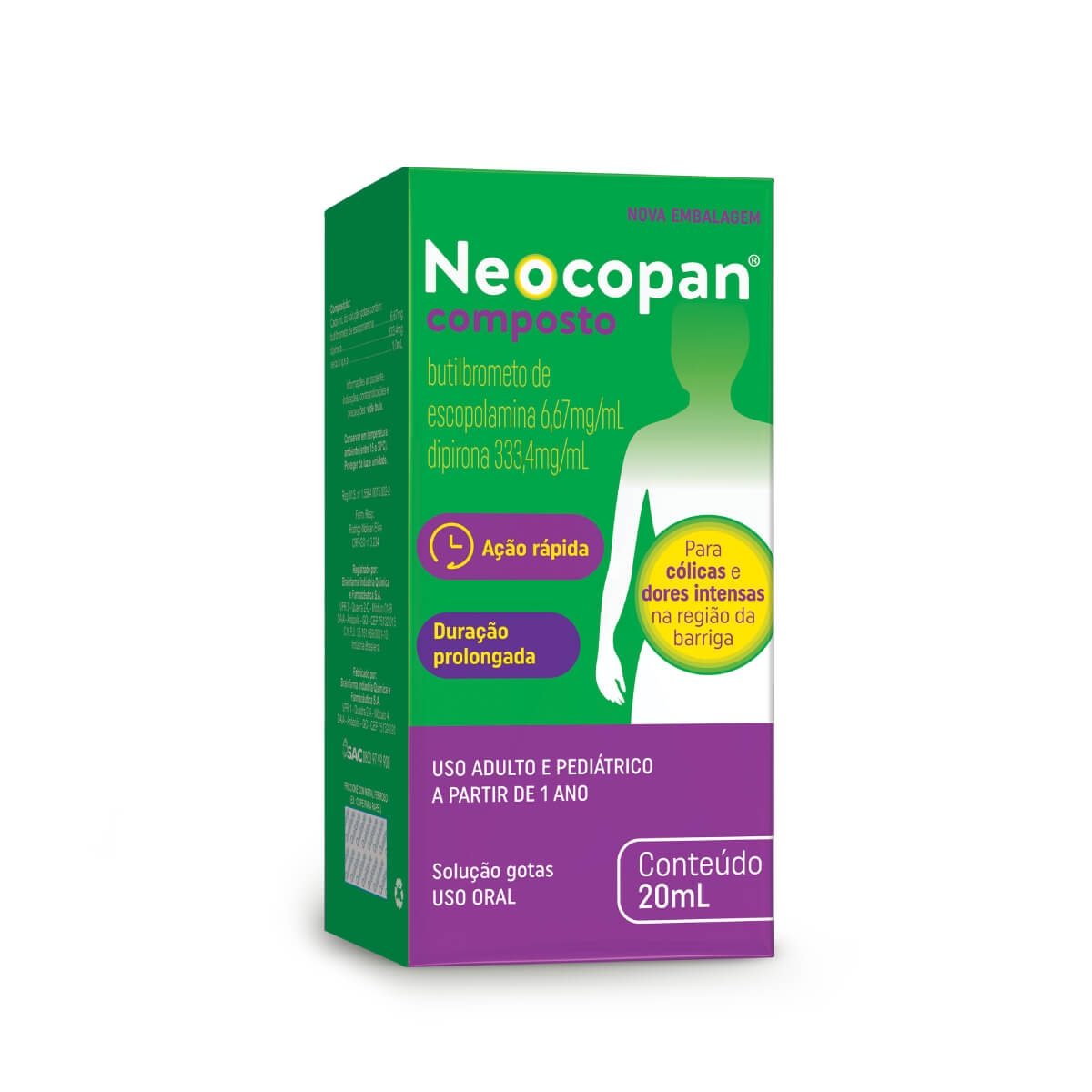 Neocopan Composto Butilbrometo de Escopolamina 10mg + Dipirona 250mg Gotas 20ml