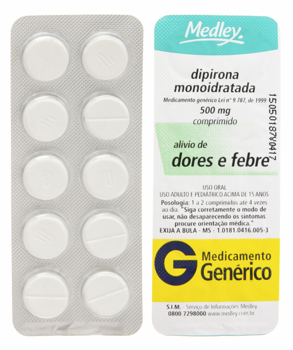 Dipirona Monoidratada 500mg Comprimidos Medley | Drogasil