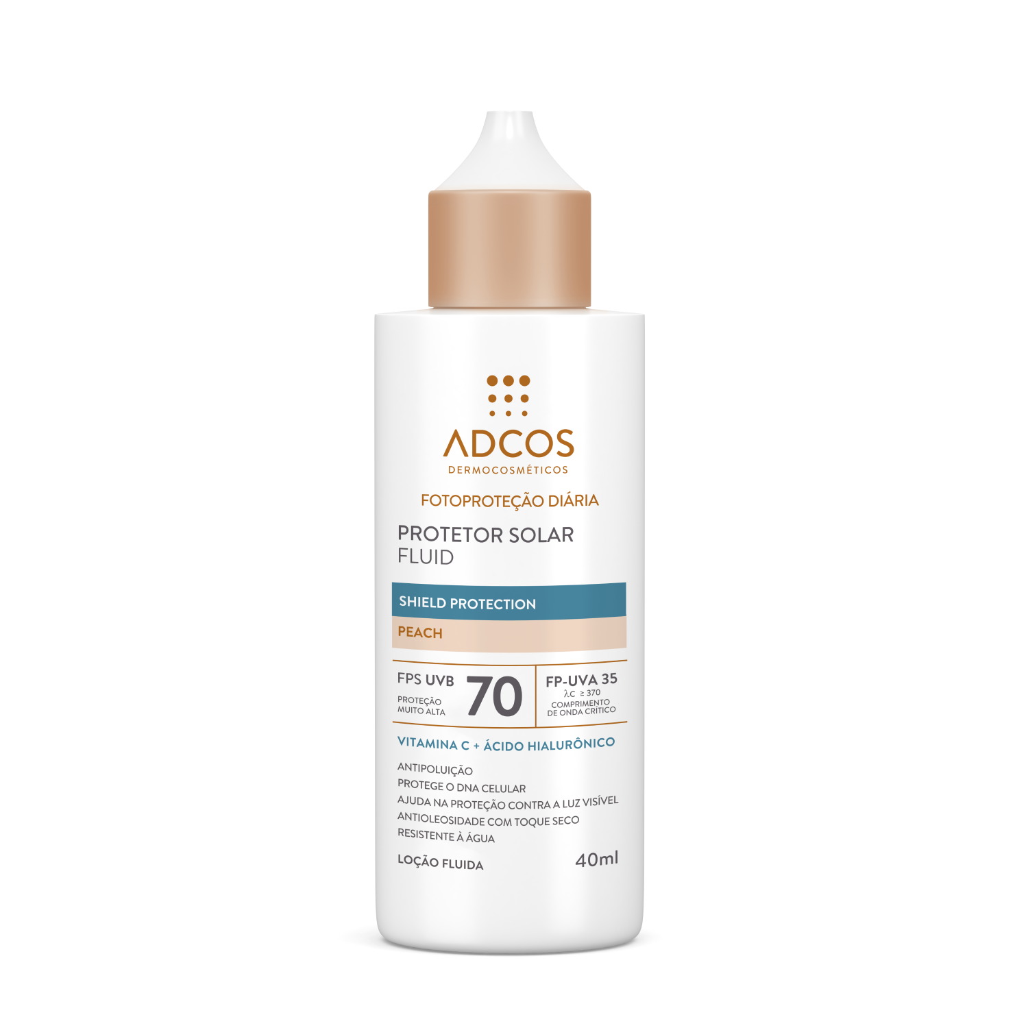 Protetor Solar Fluid Adcos Shield Protection Peach FPS70 Menor preço em Protetor Solar Fluid Adcos Shield Protection Peach FPS70