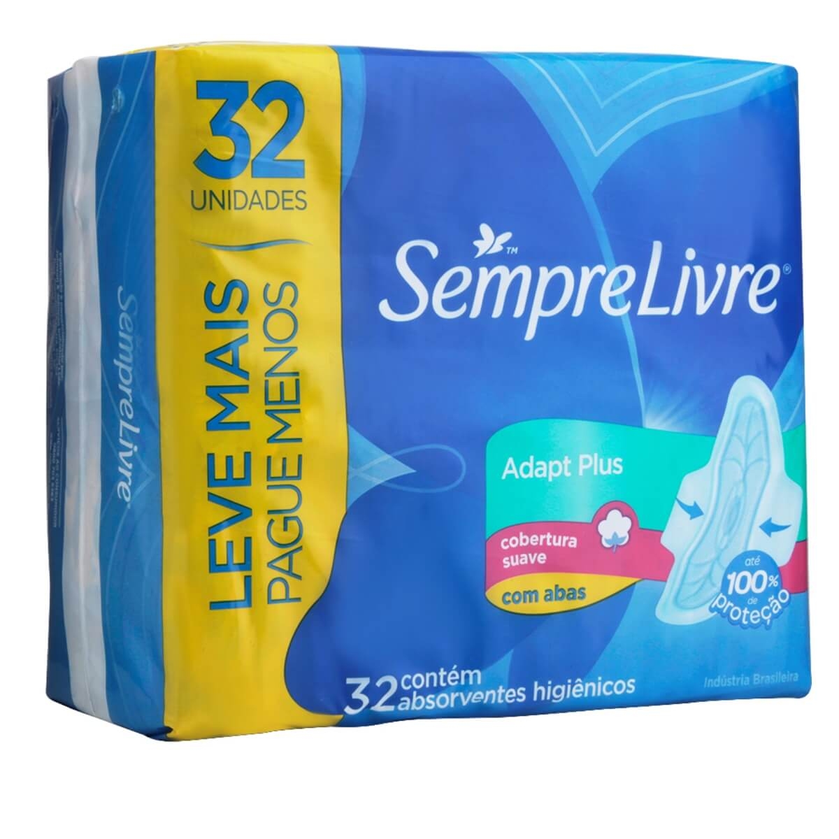 Absorvente Com Abas Sempre Livre Adapt Plus com 32 unidades 32 Unidades