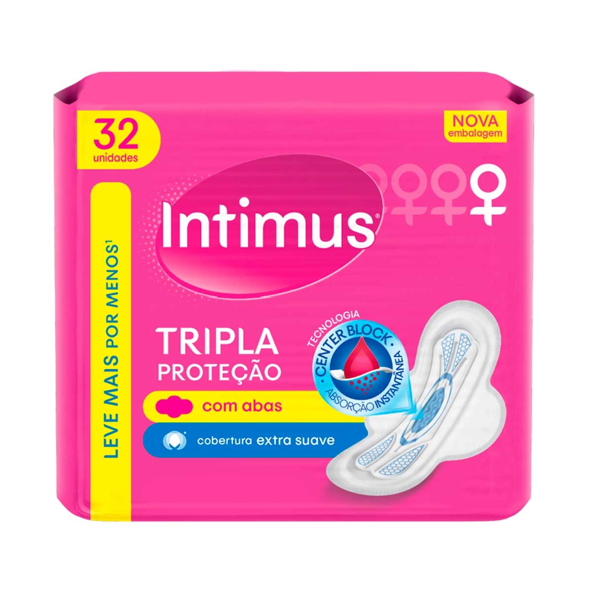 Absorvente Intimus Tripla Proteção Cobertura Extra Suave Com Abas com 32 unidades Menor preço em Absorvente Intimus Tripla Proteção Cobertura Extra Suave Com Abas com 32 unidades