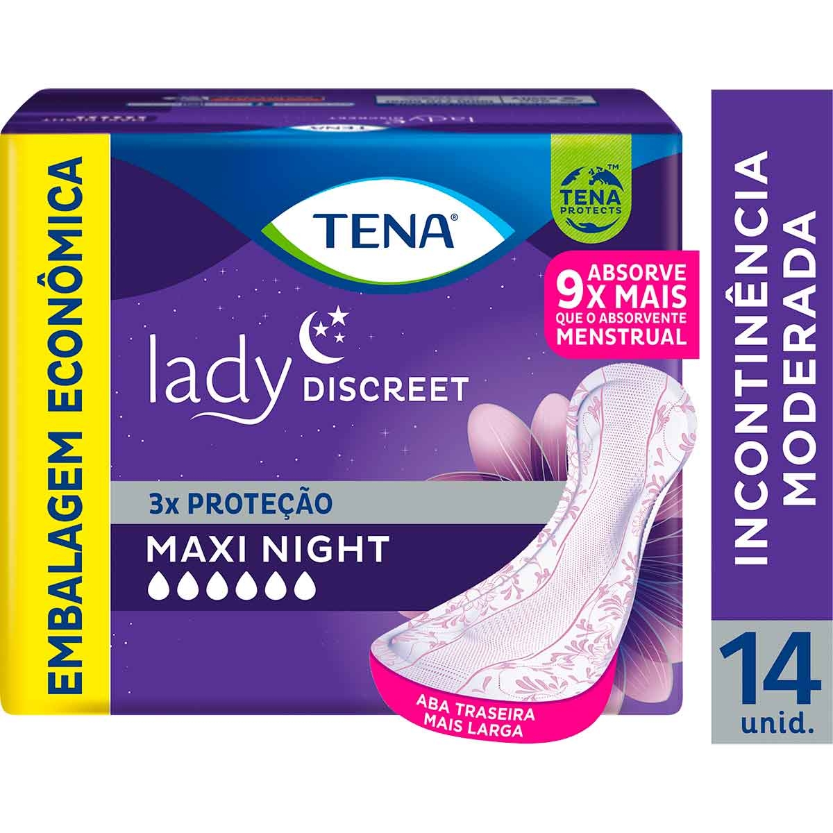 Absorvente Noturno para Incontinência Urinária Tena Lady Discreet Maxi Night com 14 unidades Menor preço em Absorvente Noturno para Incontinência Urinária Tena Lady Discreet Maxi Night com 14 unidades