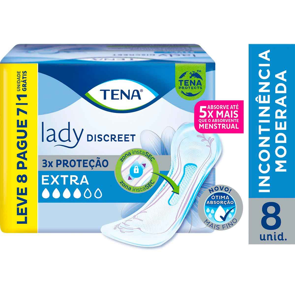 Absorvente para Incontinência Urinária Tena Lady Discreet Extra com 8 unidades Menor preço em Absorvente para Incontinência Urinária Tena Lady Discreet Extra com 8 unidades