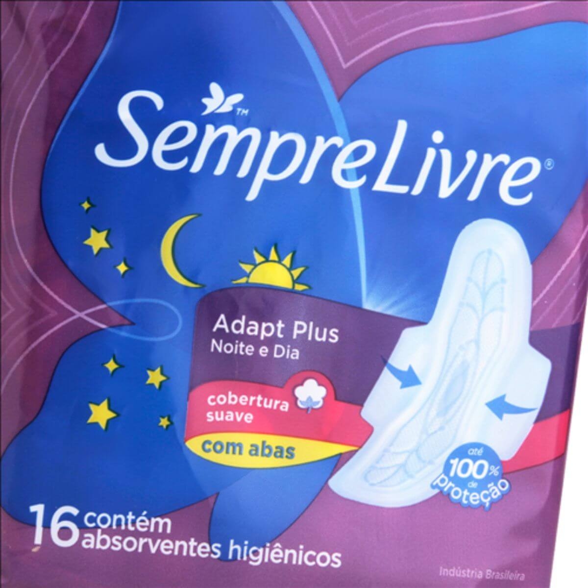 Absorvente Sempre Livre Adapt Plus Noite E Dia Suave Com Abas 16 Unidades Drogasil