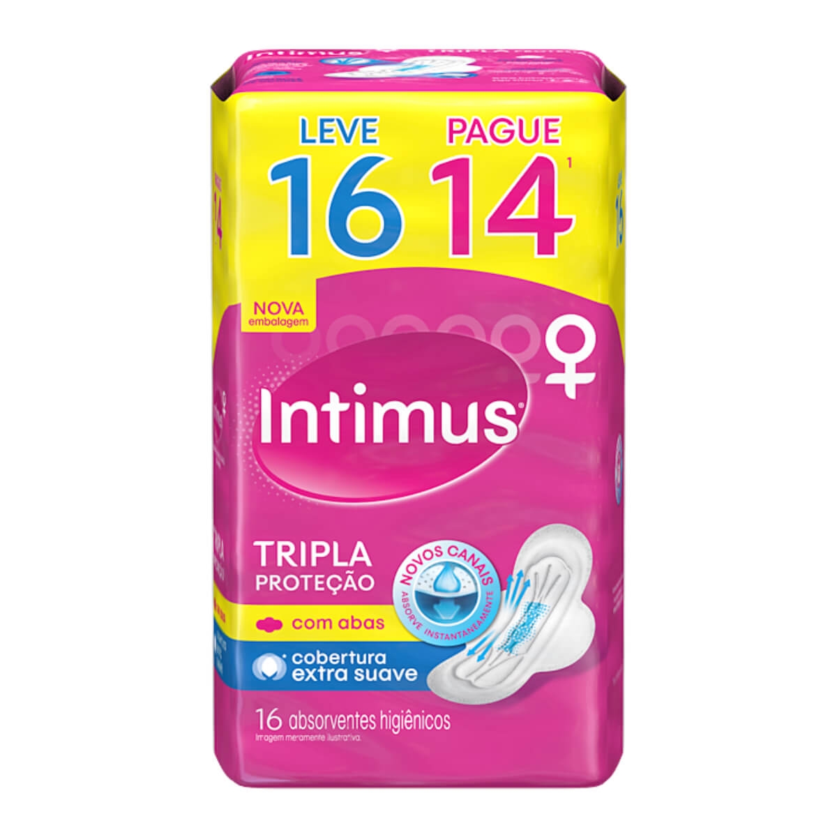 Absorvente Intimus Tripla Proteção Cobertura Suave Com Abas com 16 unidades Menor preço em Absorvente Intimus Tripla Proteção Cobertura Suave Com Abas com 16 unidades