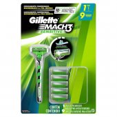 Aparelho de Barbear Gillette Mach3 Sensitive + 9 Cargas