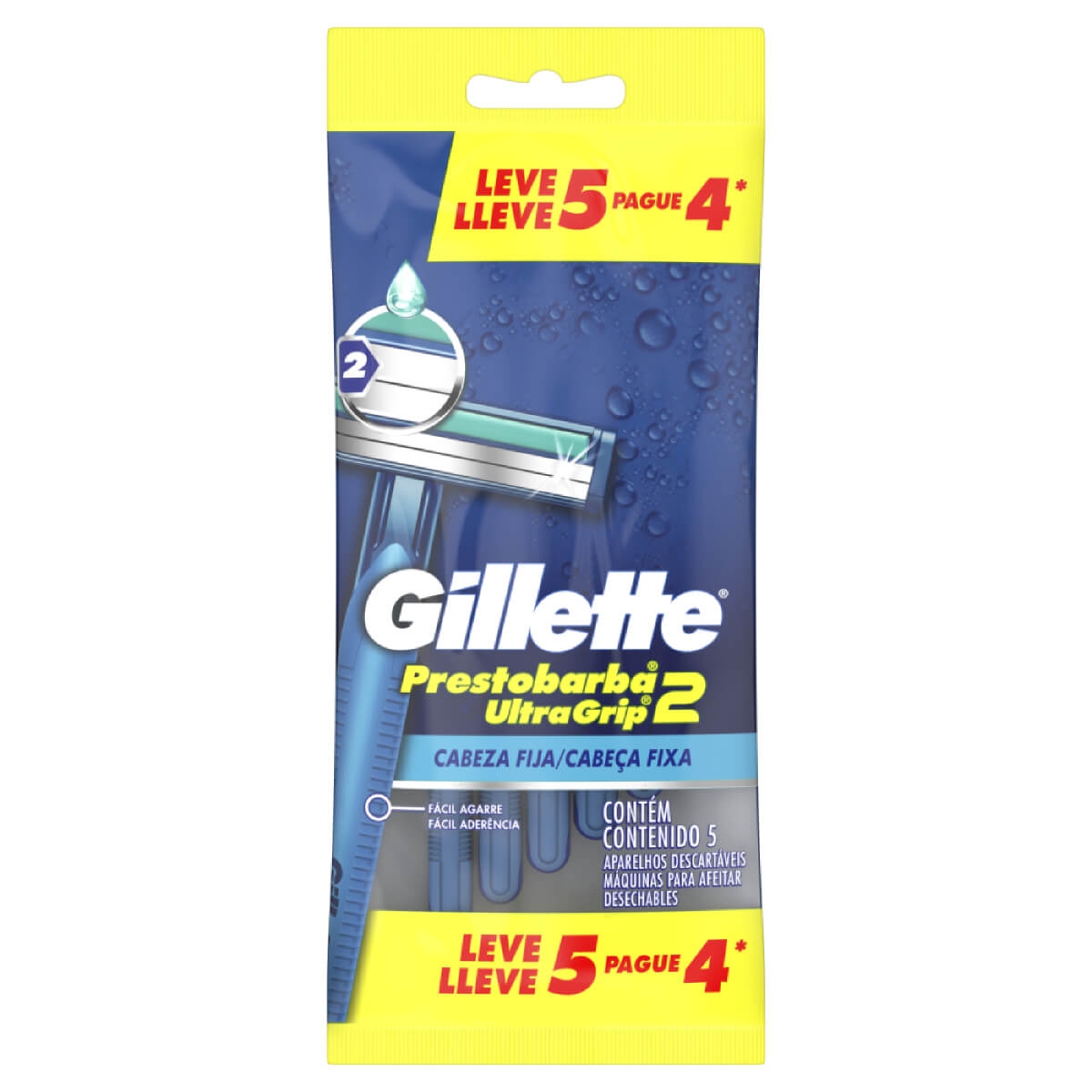 Aparelho de Barbear Descartável Gillette Prestobarba UltraGrip 2 com 5 unidades 5 Unidades
