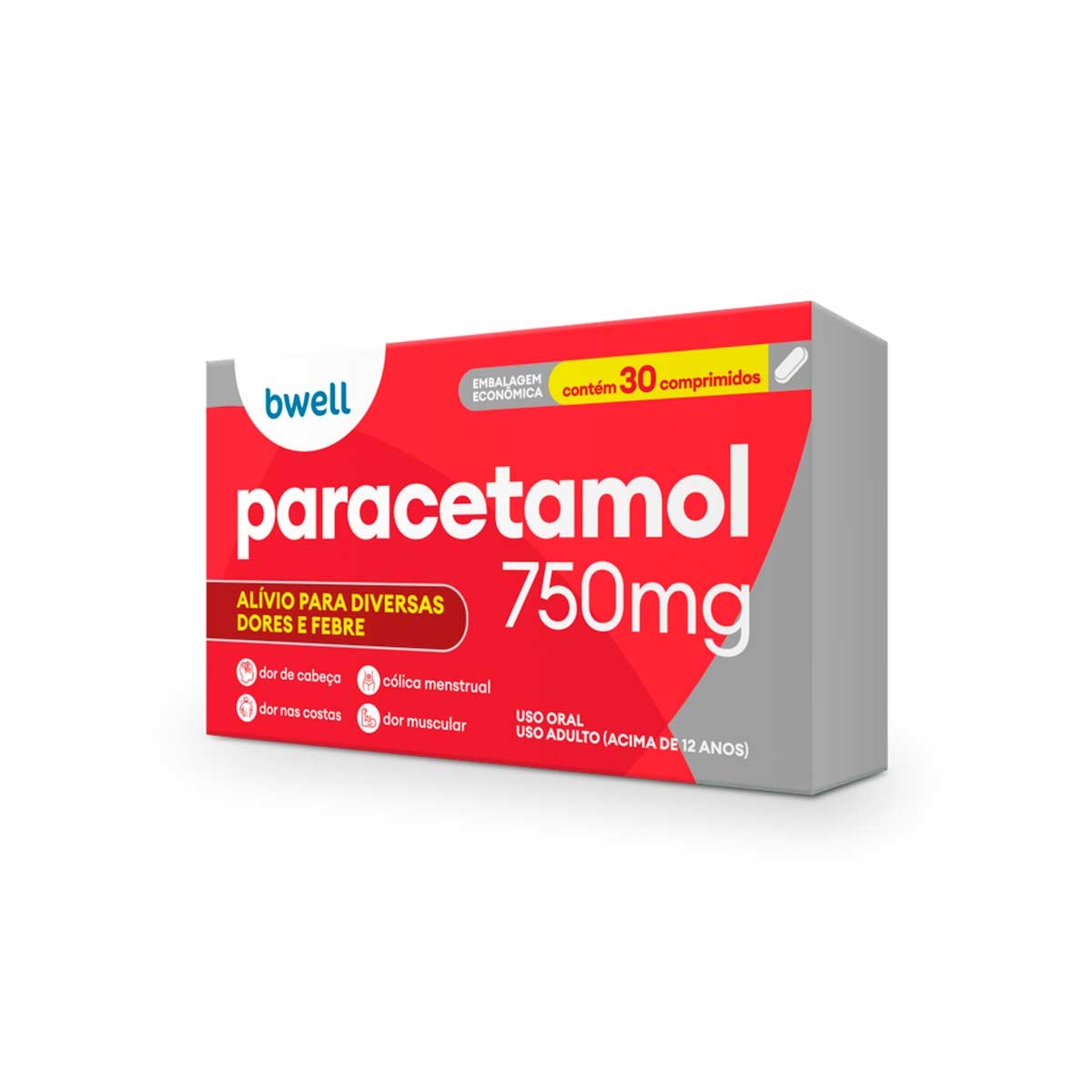 Bwell Paracetamol 750mg 30 Comprimidos Com Menor Preço | Drogasil