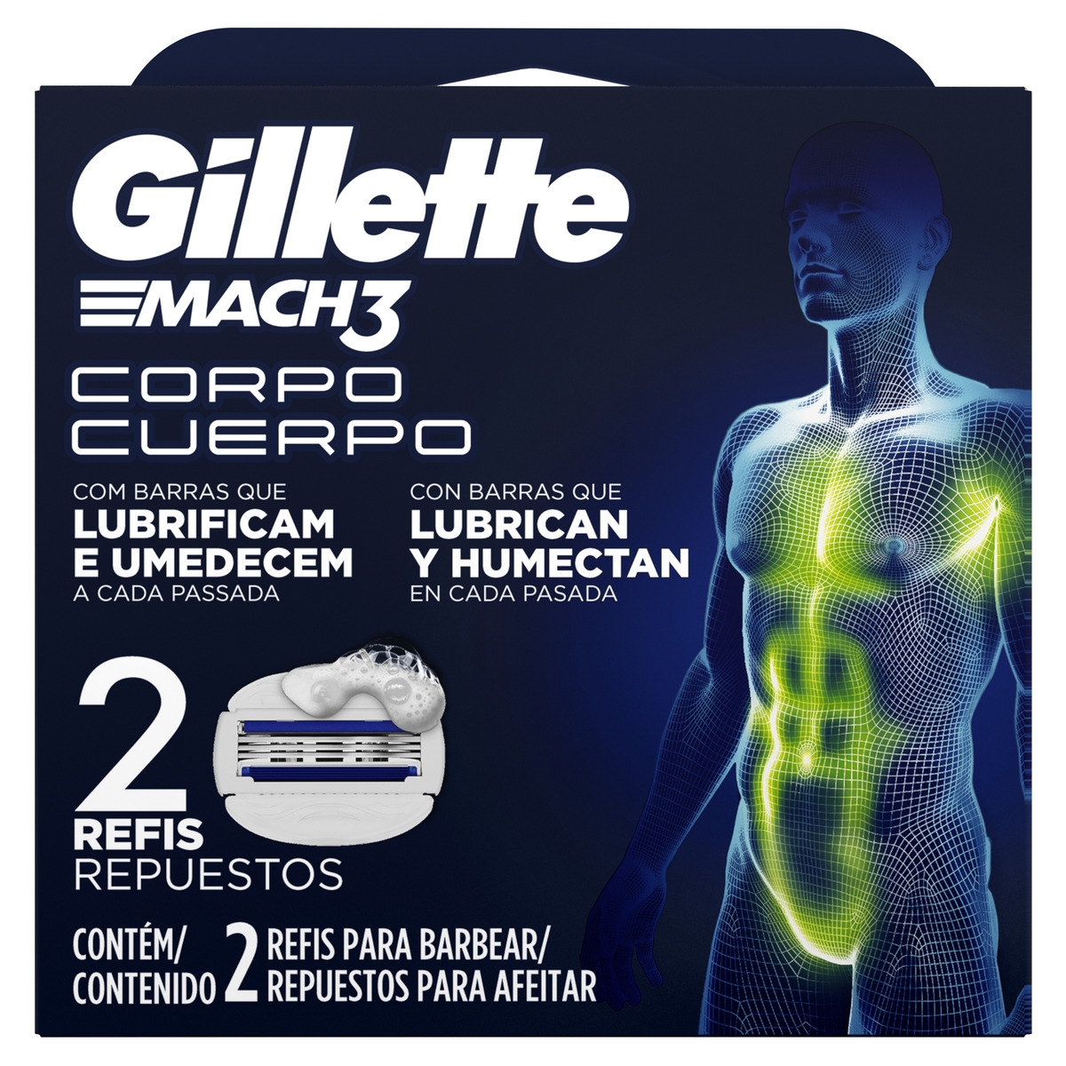 Carga Gillette Mach 3 Corpo 2 unidades