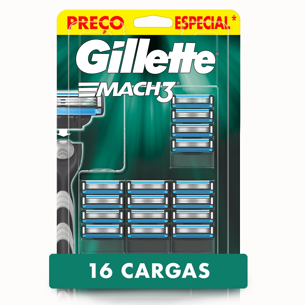 Carga para Aparelho de Barbear Gillette Mach3 com 16 Unidades