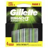 Carga para Aparelho de Barbear Gillette Mach3 Sensitive com 4 unidades