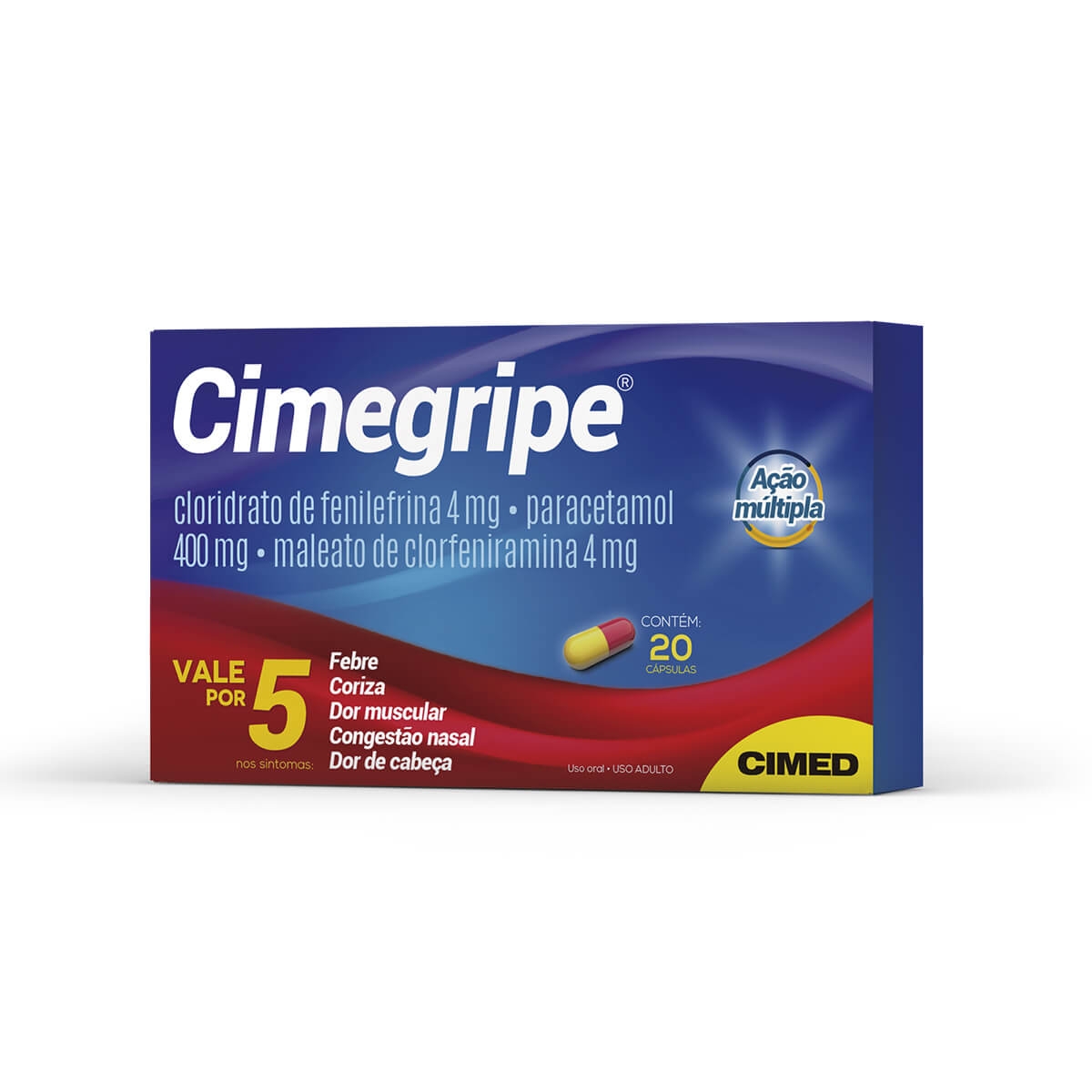 Cimegripe 4mg + 400mg + 4mg 20 cápsulas: preço e como usar | Drogasil