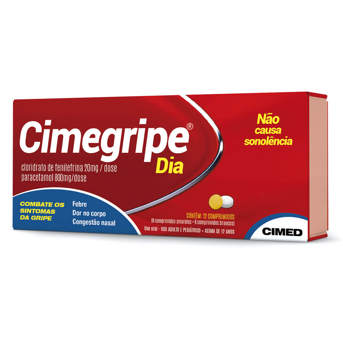Cimegripe Dia 20mg + 800mg 12 comprimidos
