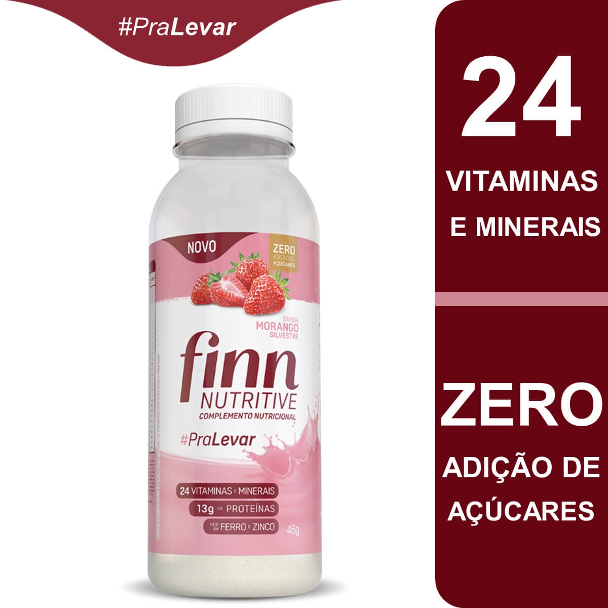 Complemento Nutricional Finn Nutritive Sabor Morango Silvestre 46g Drogasil