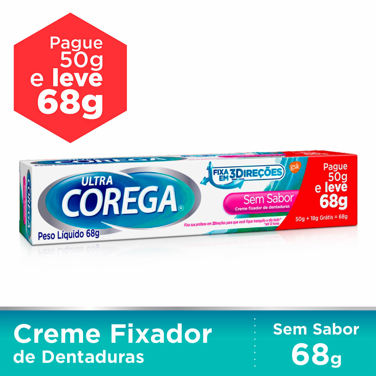 Creme Fixador de Dentadura Ultra Corega com 68g Menor preço em Creme Fixador de Dentadura Ultra Corega com 68g