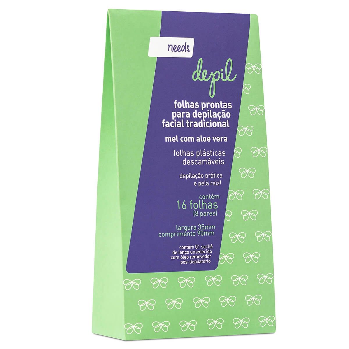 Folhas Prontas para Depilação Facial Needs Mel com Aloe Vera 16 Unidades