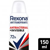 Desodorante Rexona Antibacterial + Invisible Aerossol Antitranspirante com 150ml