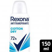 Desodorante Rexona Cotton Dry Feminino 72h Aerossol Antitranspirante com 150ml
