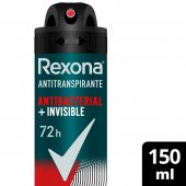 Desodorante Rexona Men Antibacterial + Invisible Aerossol Antitranspirante 150ml