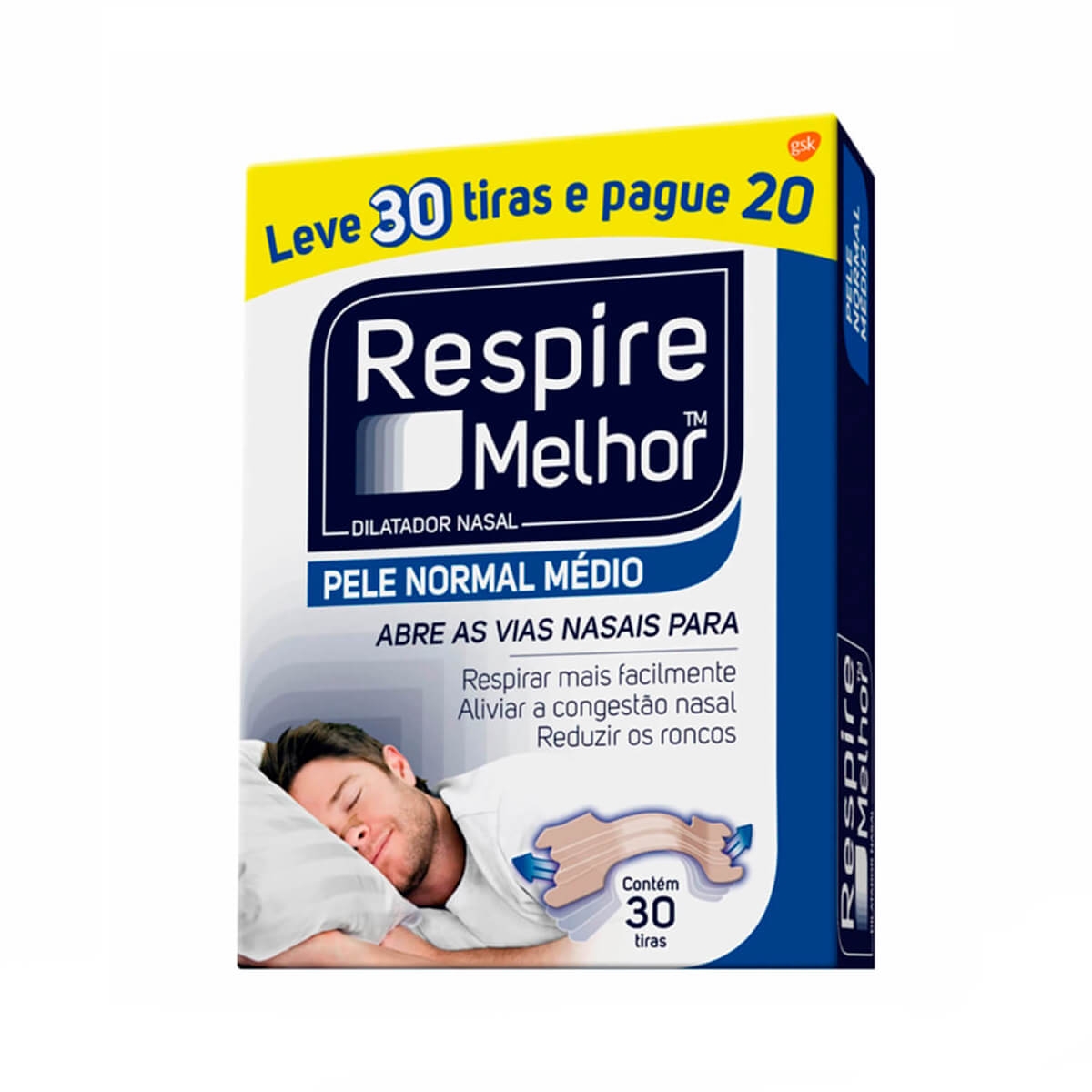 Dilatador Nasal Respire Melhor Pele Normal Médio 30 unidades Menor preço em Dilatador Nasal Respire Melhor Pele Normal Médio 30 unidades