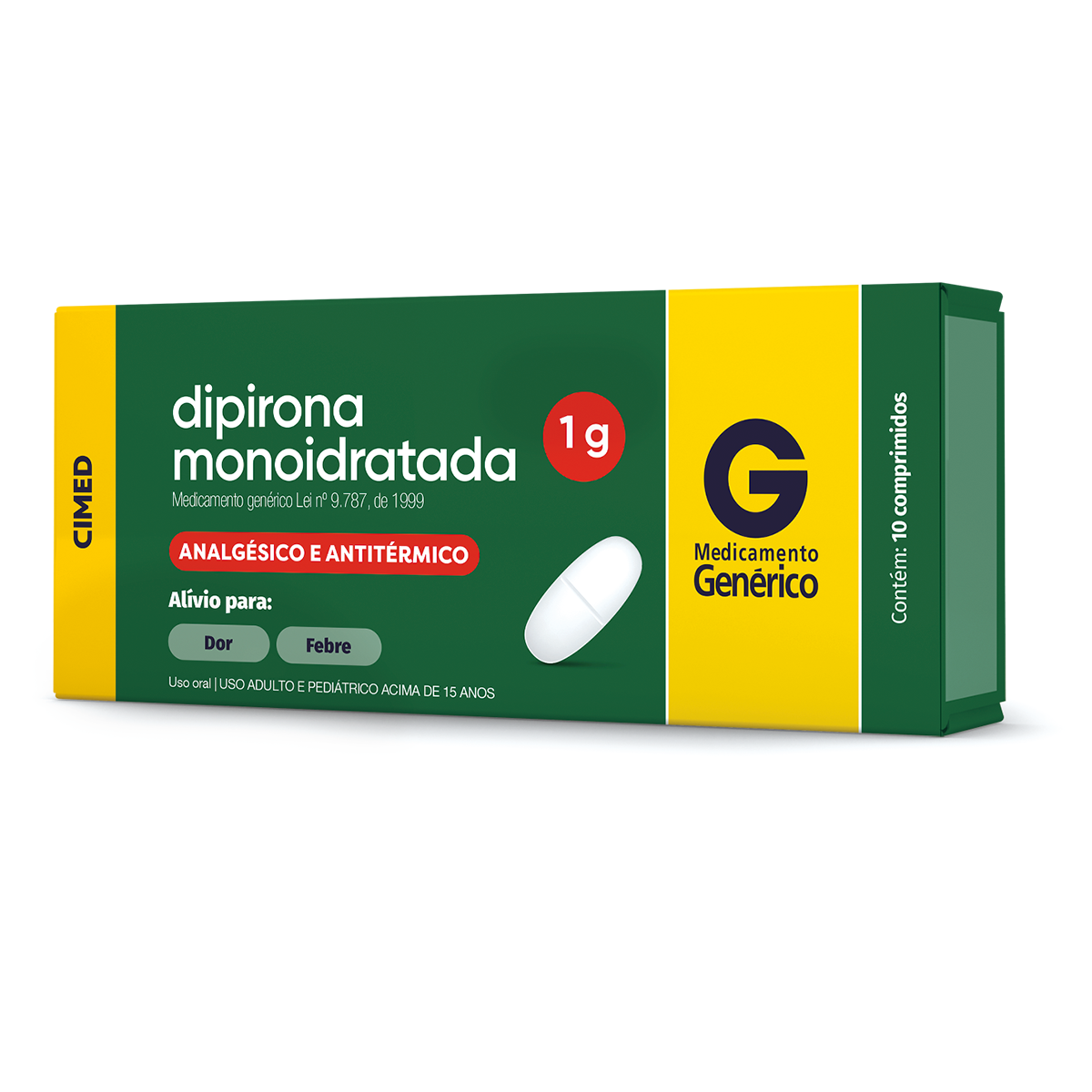 Dipirona Monoidratada 1g 10 comprimidos Cimed Genérico - Escorrega o Preço