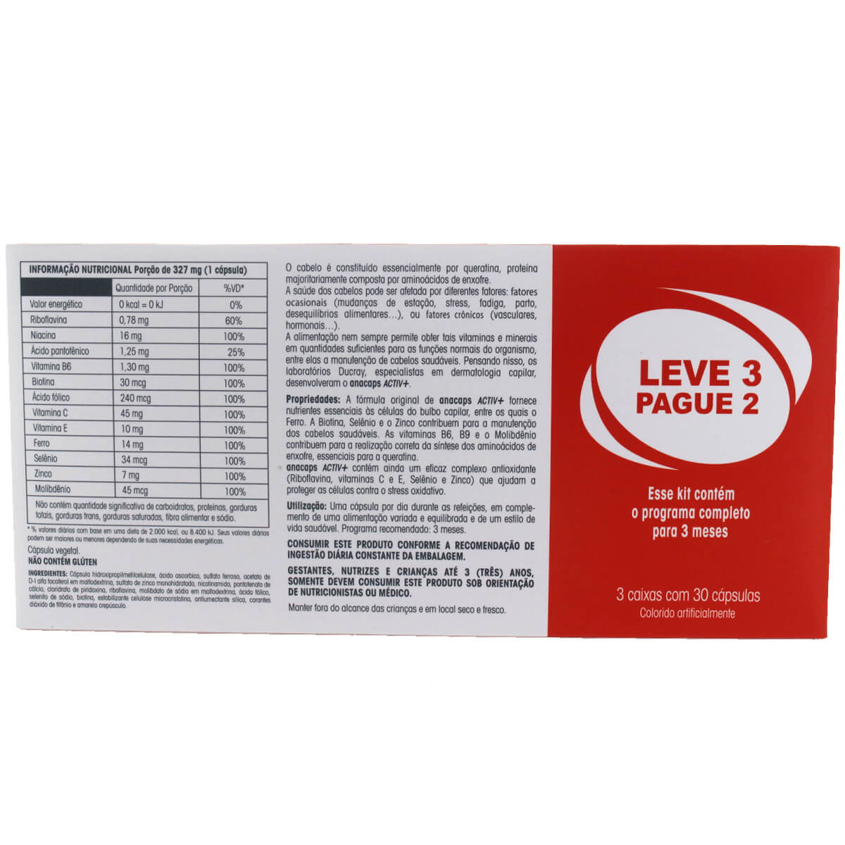 Anacaps Activ+ 90 Cápsulas Suplemento de Vitaminas e Minerais Ducray