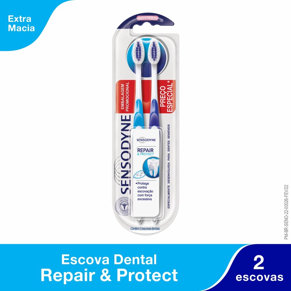 Escova de Dente Sensodyne Repair & Protect Extramacia com 2 unidades