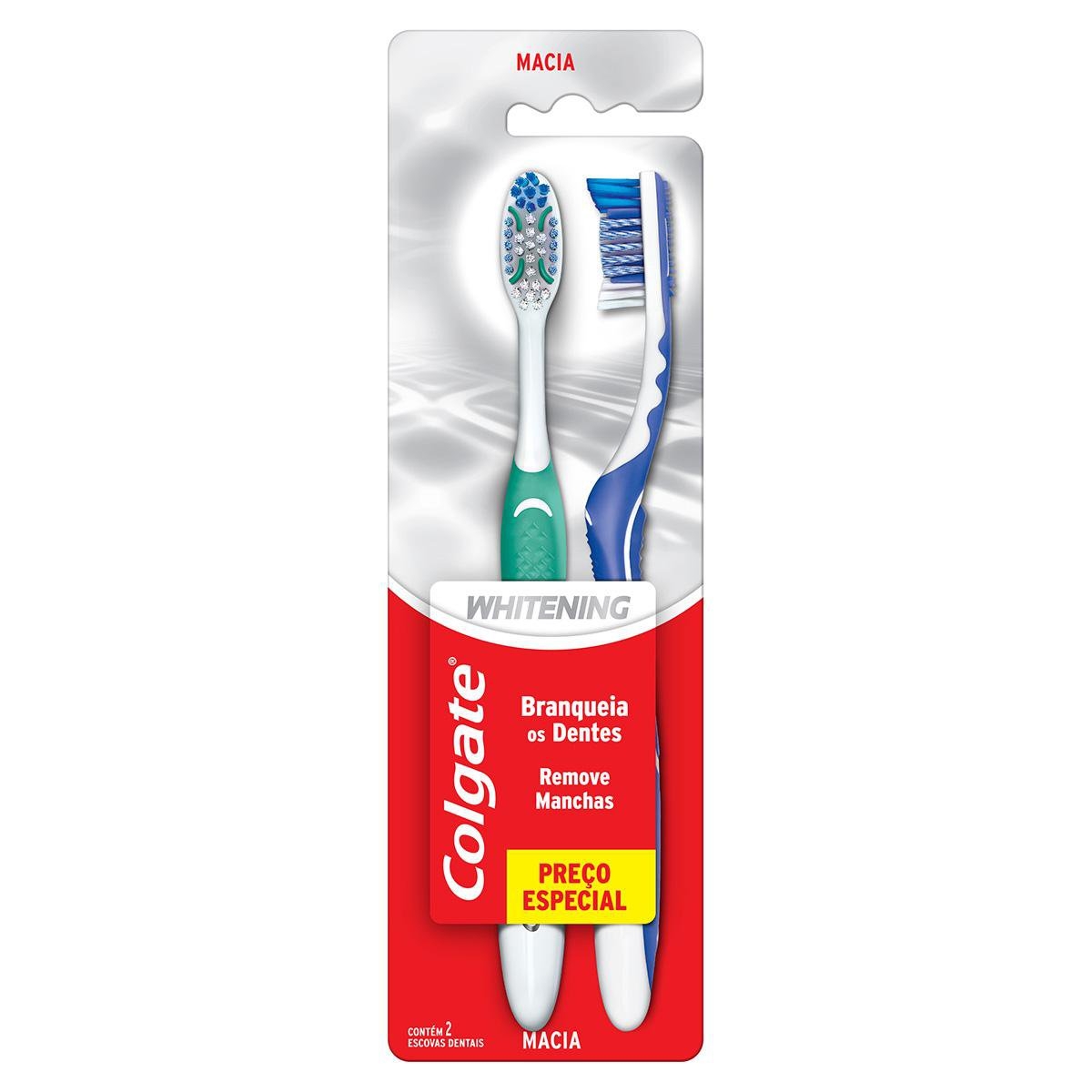 Escova de Dente Colgate Whitening Macia Cabeça Compacta com 2 Unidades Menor preço em Escova de Dente Colgate Whitening Macia Cabeça Compacta com 2 Unidades