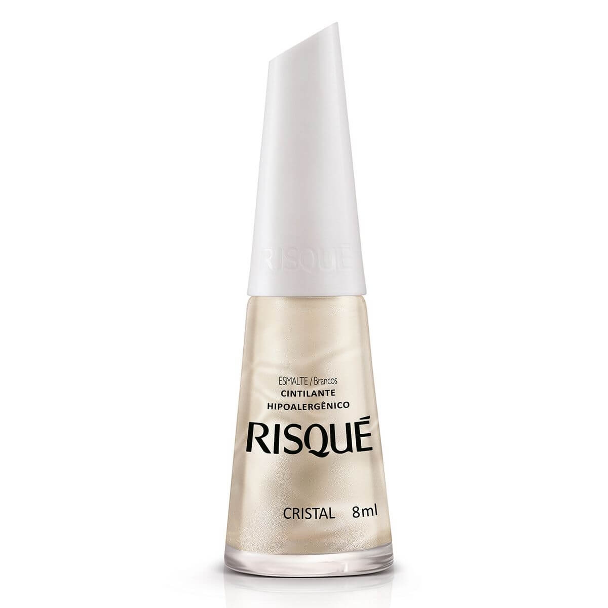 Esmalte Cintilante Brancos Risqué Cristal Hipoalergênico com 8ml