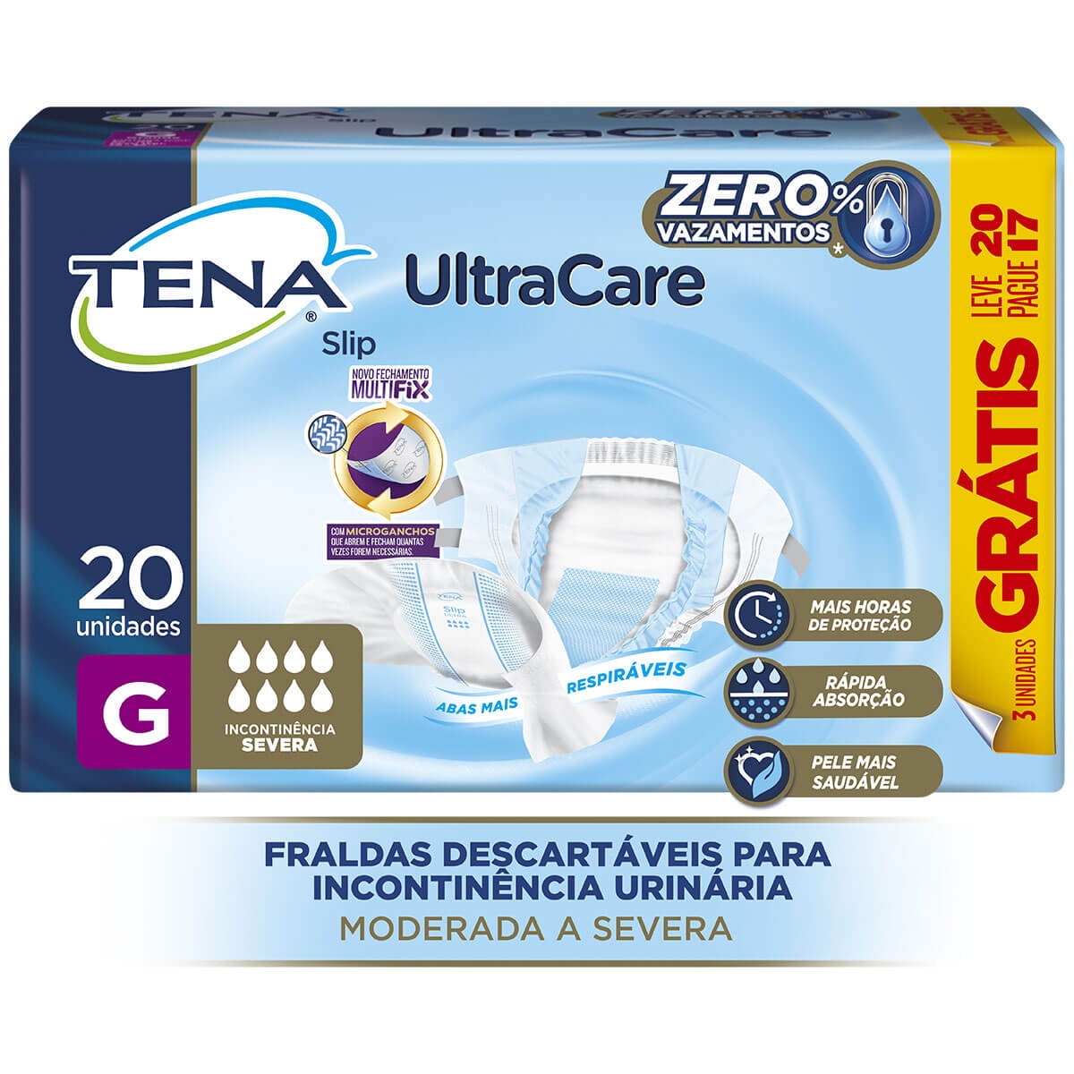 Fralda Geriátrica Tena Slip UltraCare G Unissex 20 unidades Menor preço em Fralda Geriátrica Tena Slip UltraCare G Unissex 20 unidades
