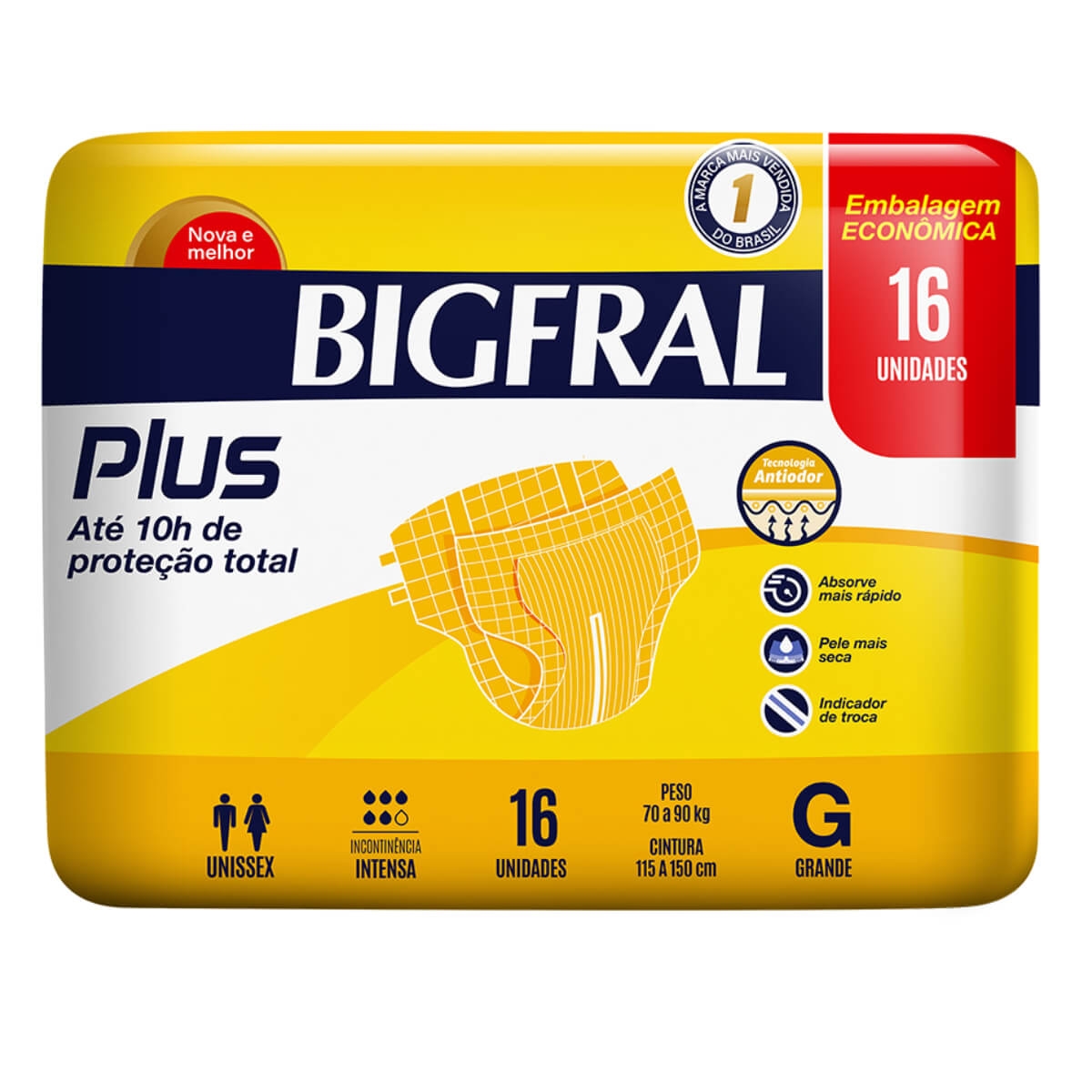 Fralda Adulto BigfFral Plus G 16 unidades Menor preço em Fralda Adulto BigfFral Plus G 16 unidades