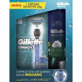 Kit Aparelho de Barbear Gillette Mach3 Acqua Regular com 3 Cargas + Espuma de Barbear
