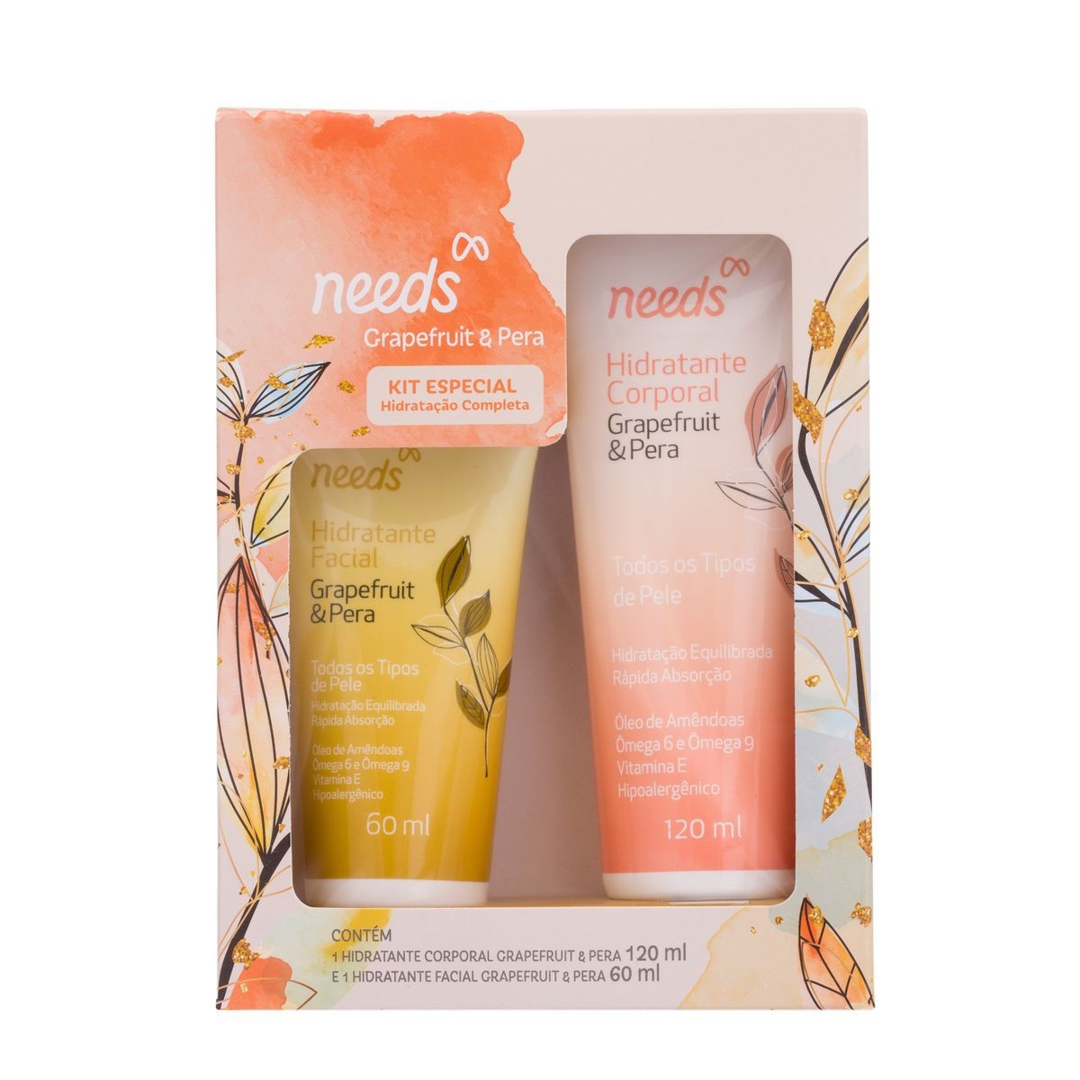 Kit Needs Hidratante Corporal Grapefruit e Pera 120ml + Hidratante Facial 60ml Menor preço em Kit Needs Hidratante Corporal Grapefruit e Pera 120ml + Hidratante Facial 60ml