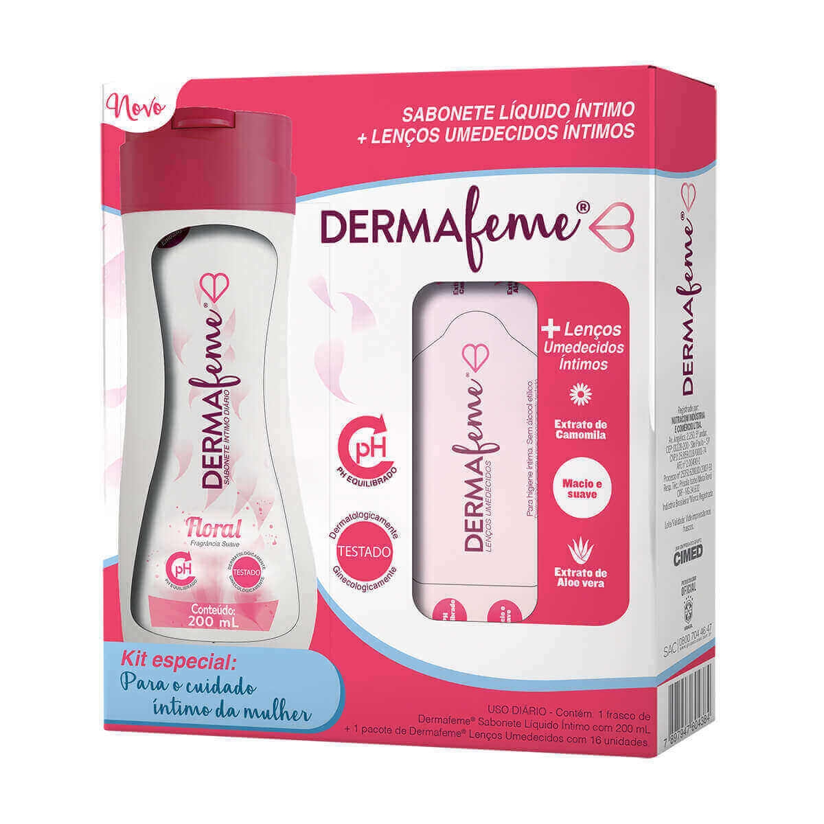 DERMAFEME KIT SABONETE LIQUIDO INTIMO 200ML + LENCO INTIMO Menor preço em DERMAFEME KIT SABONETE LIQUIDO INTIMO 200ML + LENCO INTIMO