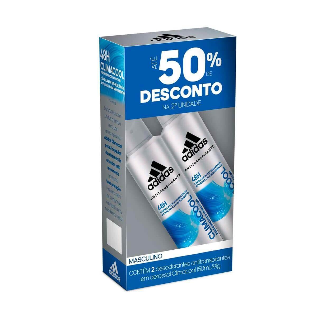 Kit Desodorante Aerossol Masculino Adidas Climacool 2 Unidades Menor preço em Kit Desodorante Aerossol Masculino Adidas Climacool 2 Unidades