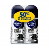 NIVEA KIT 2 DESODORANTES ROLL ON BLACK & WHITE MASCULINO COM 50% NA SEGUNDA UNIDADE
