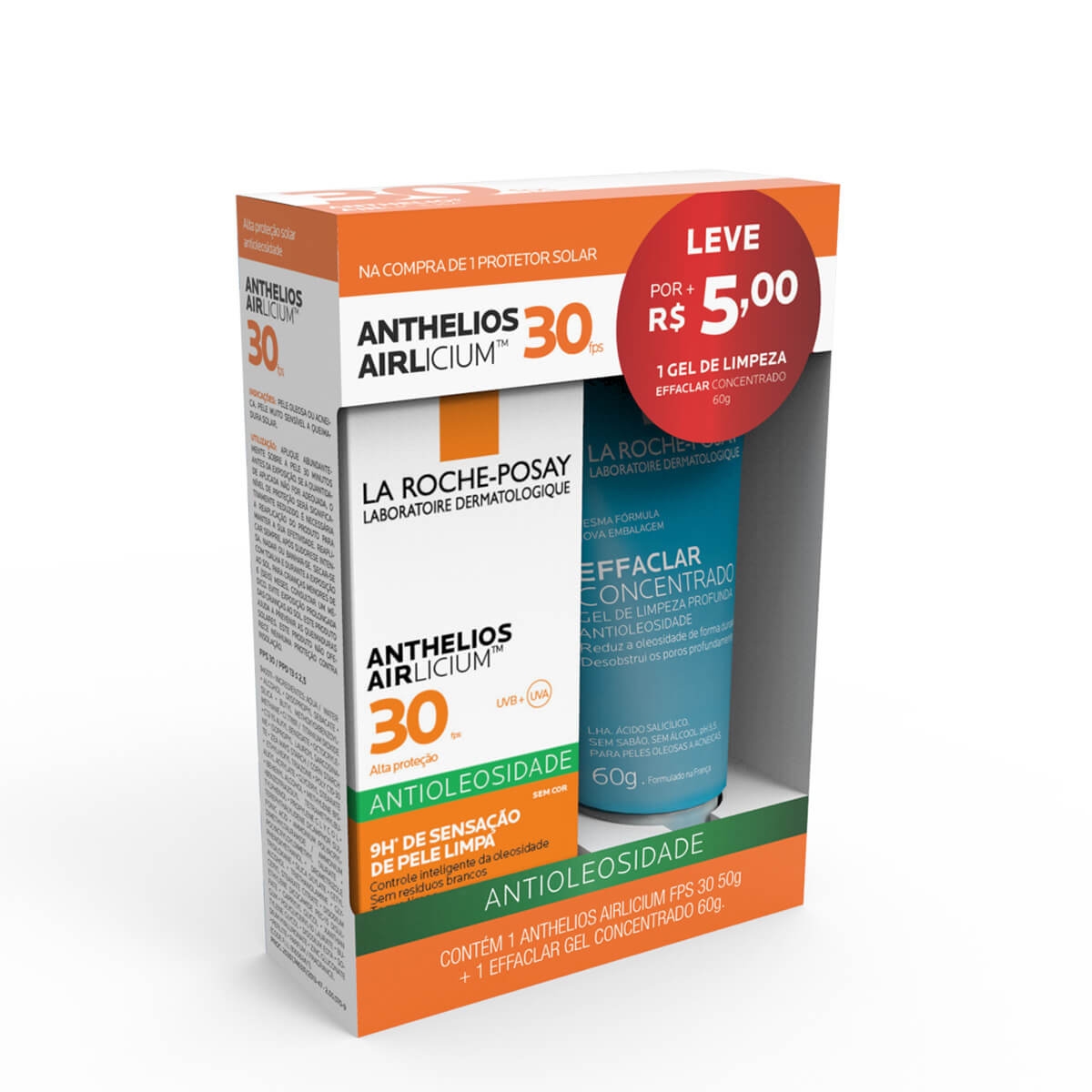 Kit Gel Creme Anthelios Airlicium FPS30 + Gel de Limpeza Effaclar Concentrado Menor preço em Kit Gel Creme Anthelios Airlicium FPS30 + Gel de Limpeza Effaclar Concentrado