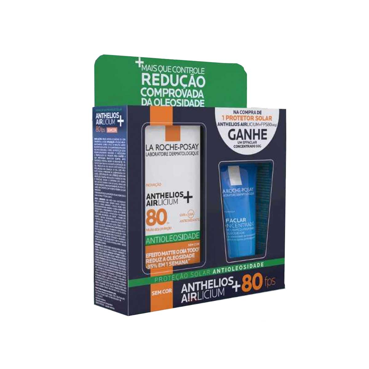 Kit La Roche-Posay Protetor Solar Facial Anthelios Airlicium+ FPS 80 40g + Gel de Limpeza Effaclar Concentrado 50g