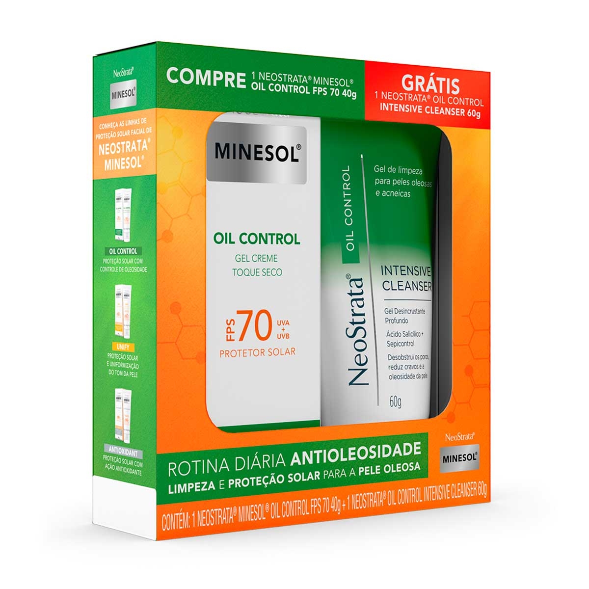 Menor preço em Kit Protetor Solar Neostrata Minesol Oil Control FPS 70 com 40g + Gel de Limpeza Intensive Cleanser com 60g