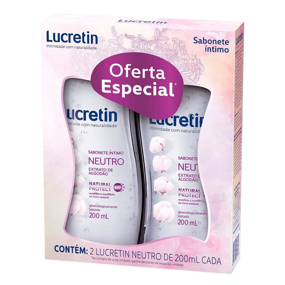 Kit Sabonete Líquido Íntimo Lucretin Neutro com 2 unidades de 200ml cada Menor preço em Kit Sabonete Líquido Íntimo Lucretin Neutro com 2 unidades de 200ml cada