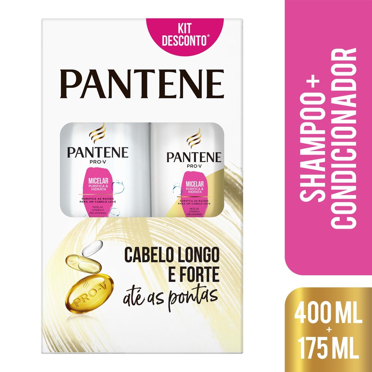 Kit Pantene Micelar com 1 Shampoo de 400ml + 1 Condicionador de 175ml Menor preço em Kit Pantene Micelar com 1 Shampoo de 400ml + 1 Condicionador de 175ml