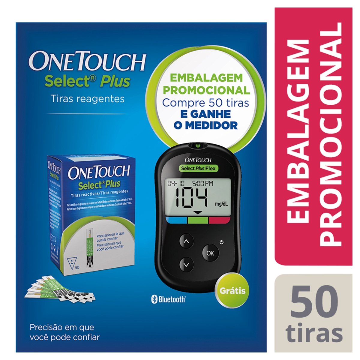 Kit Promocional Onetouch Select Plus Flex Compre 50 Tiras E Ganhe O Medidor Drogasil