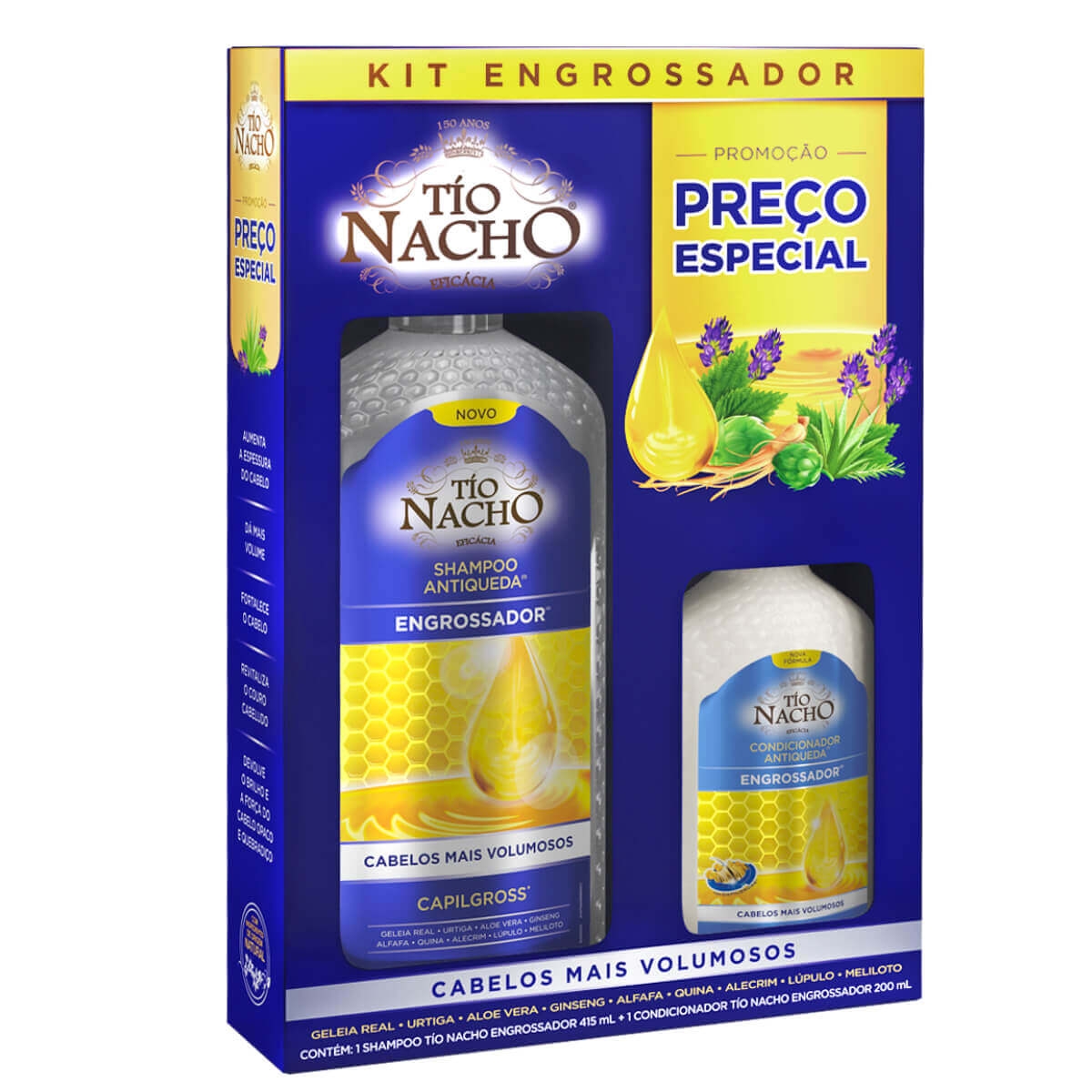 Tio Nacho Antiqueda Engrossador Antes E Depois Kit Tio Nacho Engrossador Shampoo 415ml Condicionador 200ml