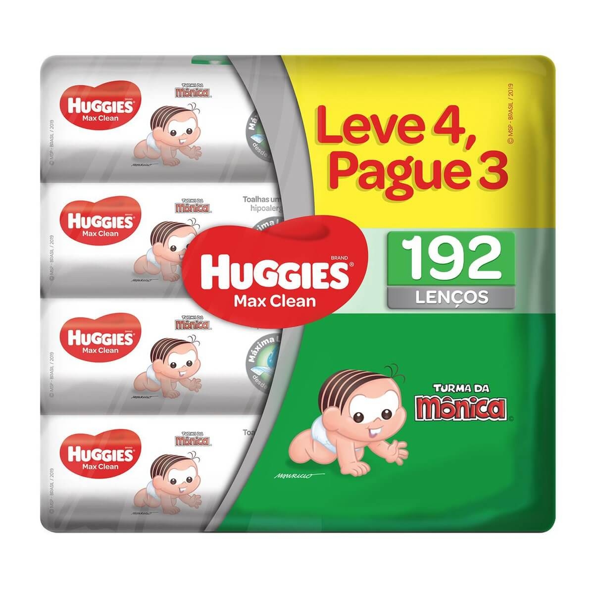 Lenço Umedecido Huggies Max Clean com 192 unidades 192 Unidades
